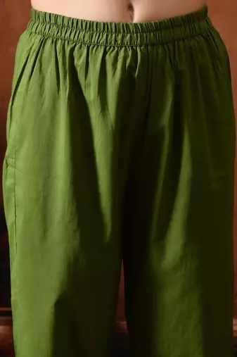 Floral printed mandarin collar pure cotton kurta with trousers