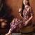 Floral printed round neck pure cotton kurta with trousers