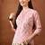 Floral printed mandarin collar pure cotton straight kurta with trousers