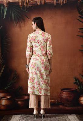 Floral printed pure cotton kurta with palazzos 2