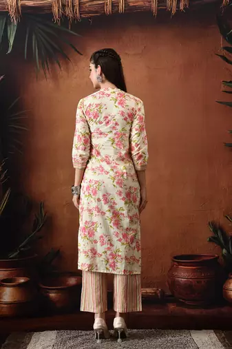 Floral printed pure cotton kurta with palazzos