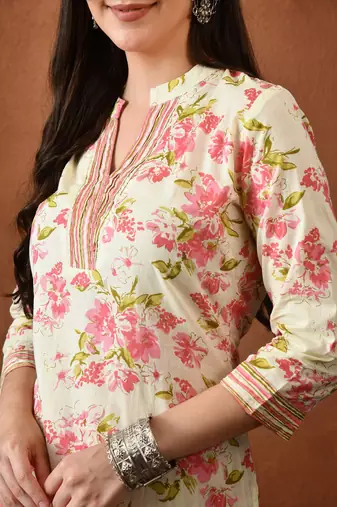 Floral printed pure cotton kurta with palazzos