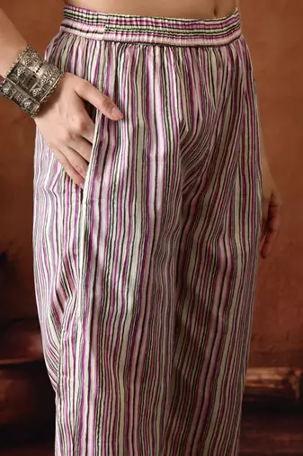 Floral printed mandarin collar pure cotton kurta with palazzos