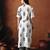 Floral printed mandarin collar pure cotton kurta with trousers