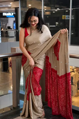 weeding wear gajji silk saree heavy mirror work with matching blouse