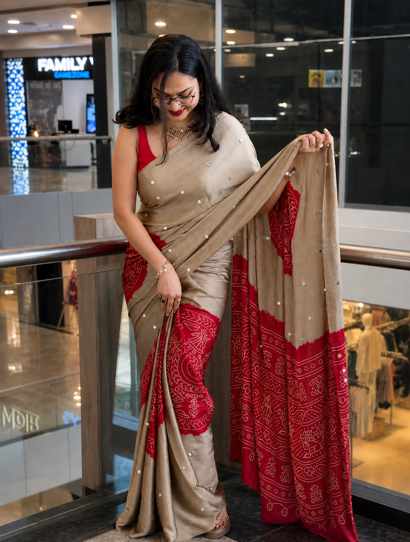 weeding wear gajji silk saree heavy mirror work with matching blouse