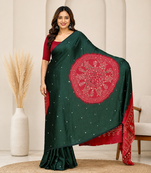 weeding wear gajji silk  saree heavy mirror work with matching blouse