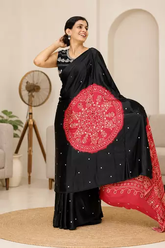 wedding wear gajji silk blend saree heavy mirror work with matching blouse