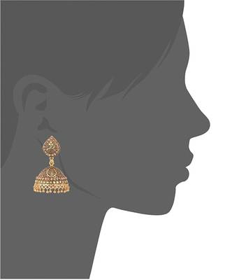 Gold and Black base metal Jhumki for women 2