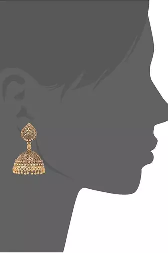 gold and black base metal jhumki for women