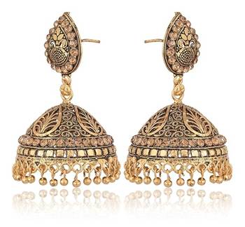 Gold and Black base metal Jhumki for women 3