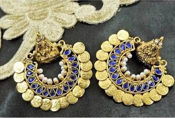 Ramleela earrings Blue Kundan 2