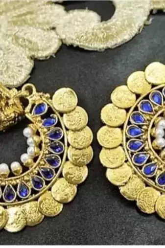 Reeti fashions ramleela earrings blue kundan
