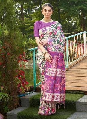 Multi tussar silk blend kalamkari printed sarees 1