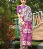 Multicolor tussar silk blend kalamkari printed sarees