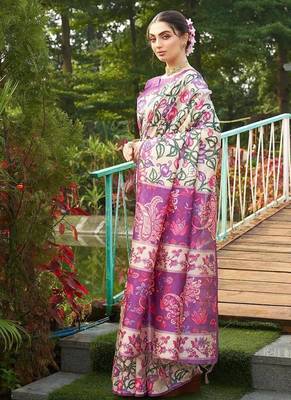 Multi tussar silk blend kalamkari printed sarees 2