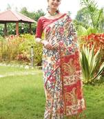 Multicolor tussar silk blend kalamkari printed sarees