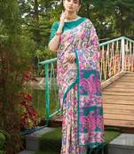 Multicolor tussar silk blend kalamkari printed sarees