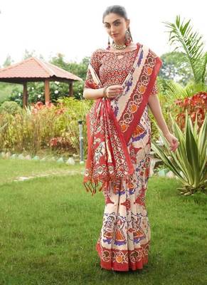 Multi tussar silk blend patola printed sarees 3