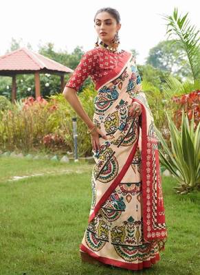 Multicolor tussar silk blend patola printed sarees 2