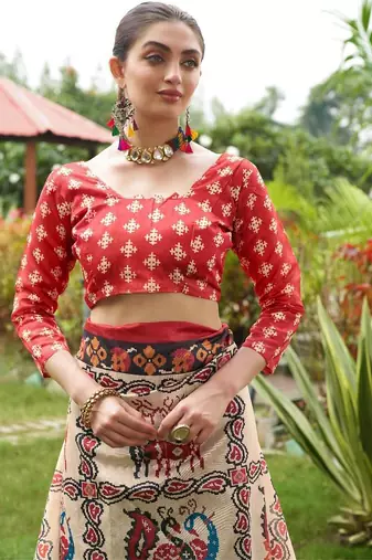 Multicolor tussar silk blend patola printed sarees