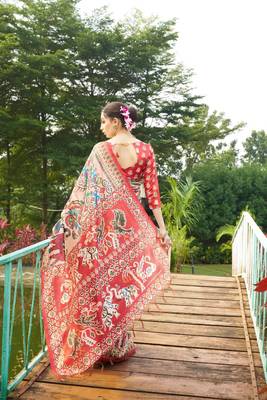 Multicolor tussar silk blend patola printed sarees 4