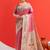Pink color tussar silk madhubani printed sarees