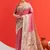 Pink color tussar silk blend madhubani printed sarees