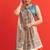 Aqua blue color tussar silk madhubani printed sarees