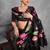 Black color tussar silk lotus printed sarees