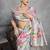 Grey color tussar silk lotus printed sarees
