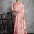 Peach color tussar silk lotus printed sarees