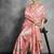 Peach color tussar silk lotus printed sarees
