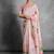 Pink color tussar silk lotus printed sarees