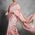 Pink color tussar silk lotus printed sarees