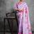 Purple color tussar silk lotus printed sarees