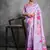 Purple color tussar silk blend lotus printed sarees