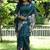 Aqua blue color tussar silk lotus print sarees