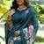 Aqua blue color tussar silk lotus print sarees