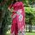 Pink color tussar silk lotus print sarees
