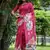 Pink color tussar silk lotus print sarees