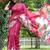 Pink color tussar silk lotus print sarees
