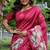 Pink color tussar silk lotus print sarees