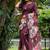 Wine color tussar silk lotus print sarees