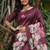 Wine color tussar silk lotus print sarees
