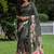 Green color tussar silk lotus print sarees