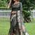 Green color tussar silk lotus print sarees