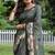 Green color tussar silk lotus print sarees