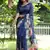 blue color tussar silk lotus print sarees