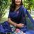 blue color tussar silk lotus print sarees